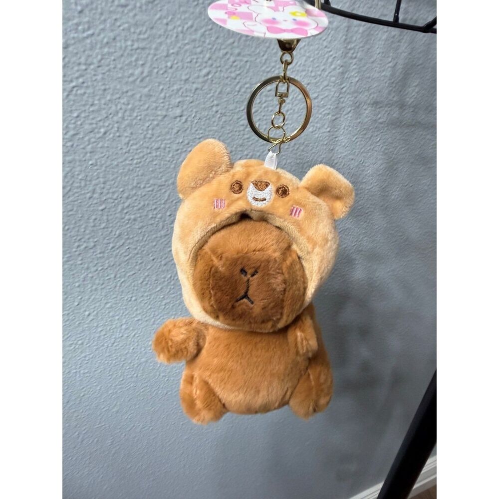 Set of 4 Capybara Plush Purse Charms | Frog Bunny Chick Teddy Bear | NWT - Picture 7 of 16